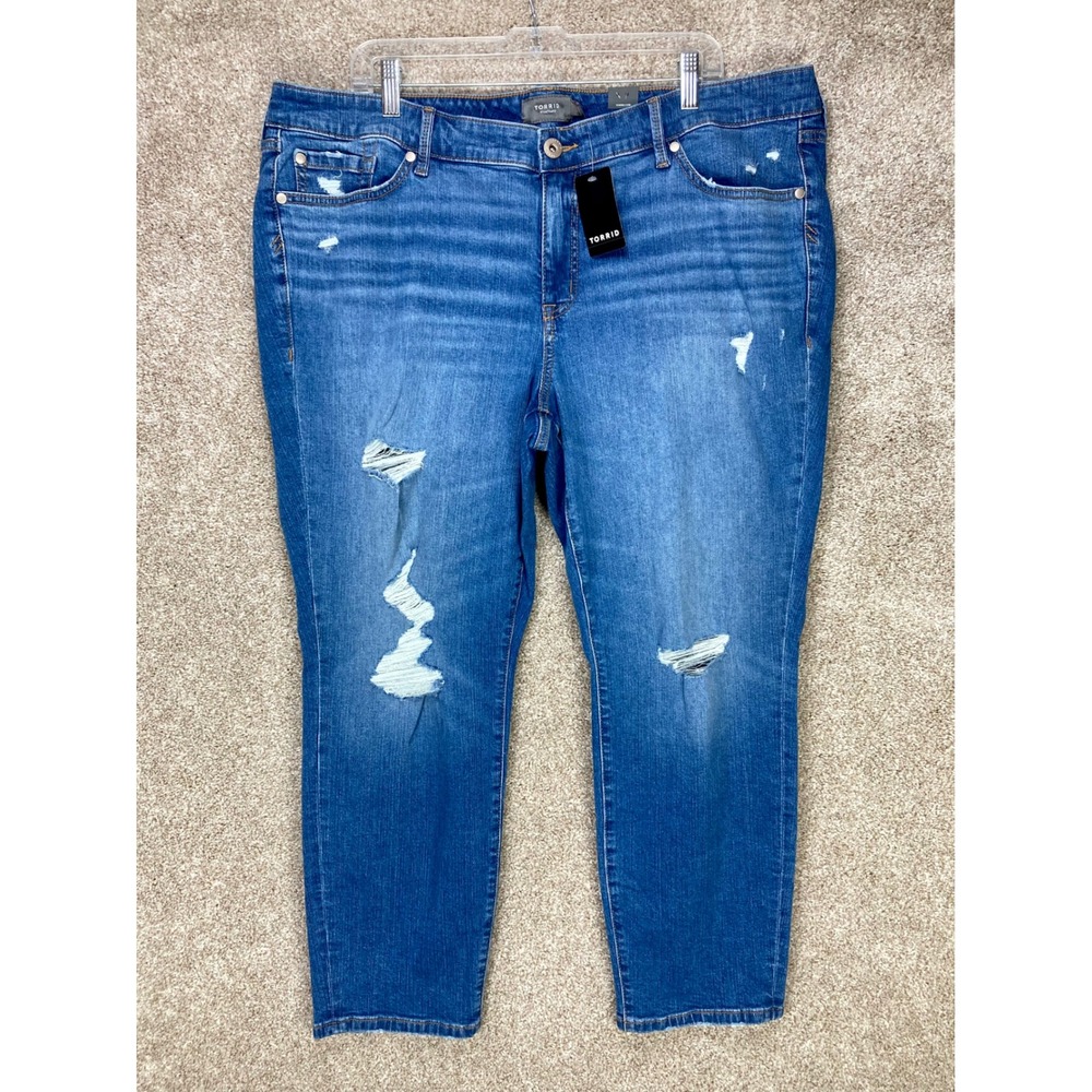 Torrid Perfect Skinny Ankle Vtg Stretch Jeans Women 20 Blue Distressed Denim NWT